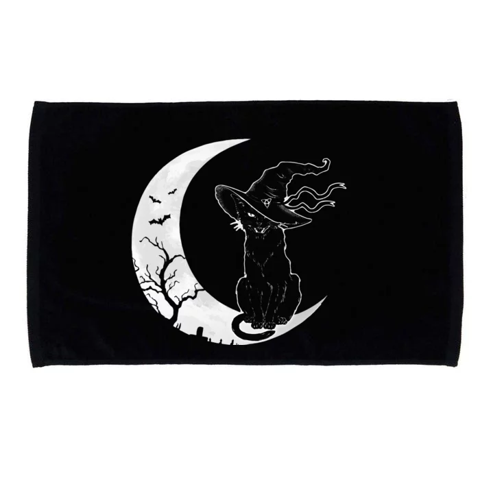 Moon Halloween Scary Black Cat Costume Witch Hat Microfiber Hand Towel