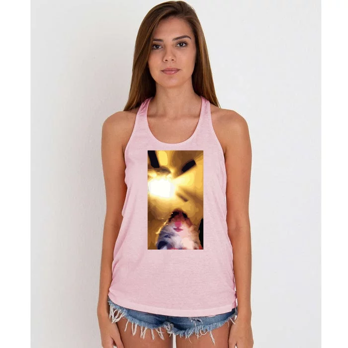 Meme Hamster Staring Front Camera Women's Knotted Racerback Tank