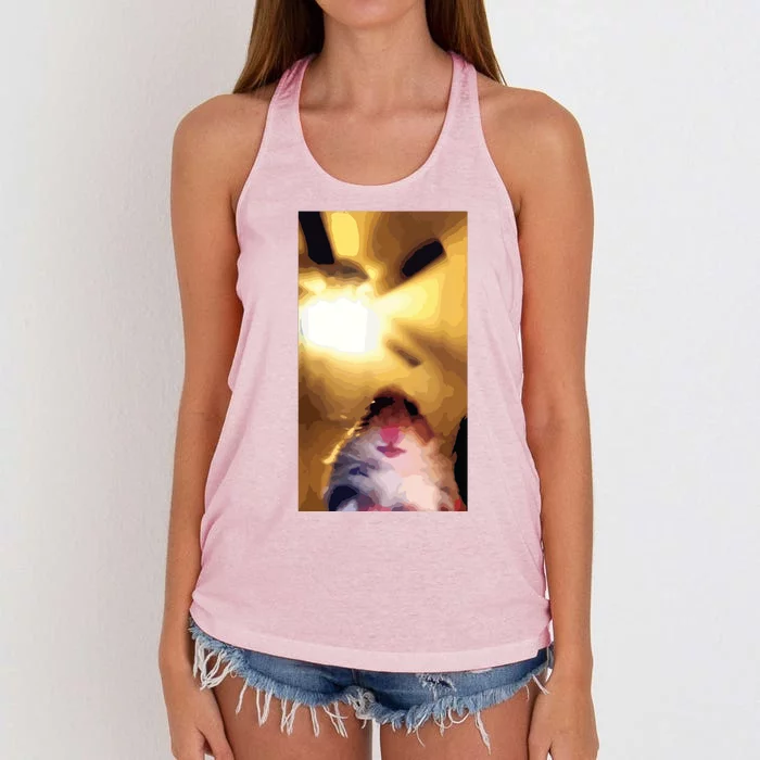 Meme Hamster Staring Front Camera Women's Knotted Racerback Tank