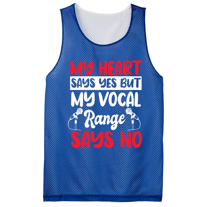 My Heart Says Yes But My Vocal Range Says No Karaoke Ktv Gift Mesh Reversible Basketball Jersey Tank