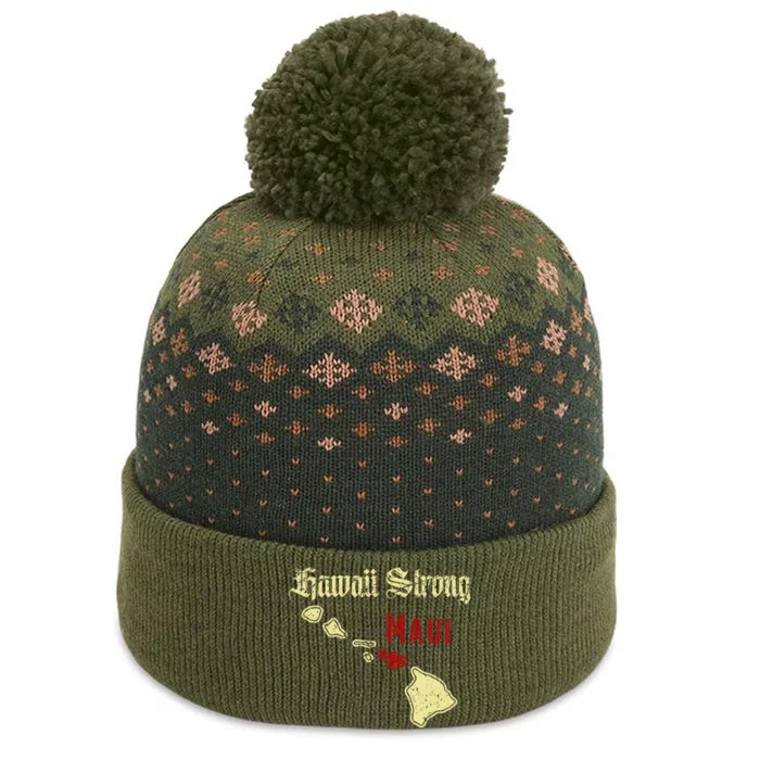 Maui Hawaii Strong Distressed Look Hawaii The Baniff Cuffed Pom Beanie