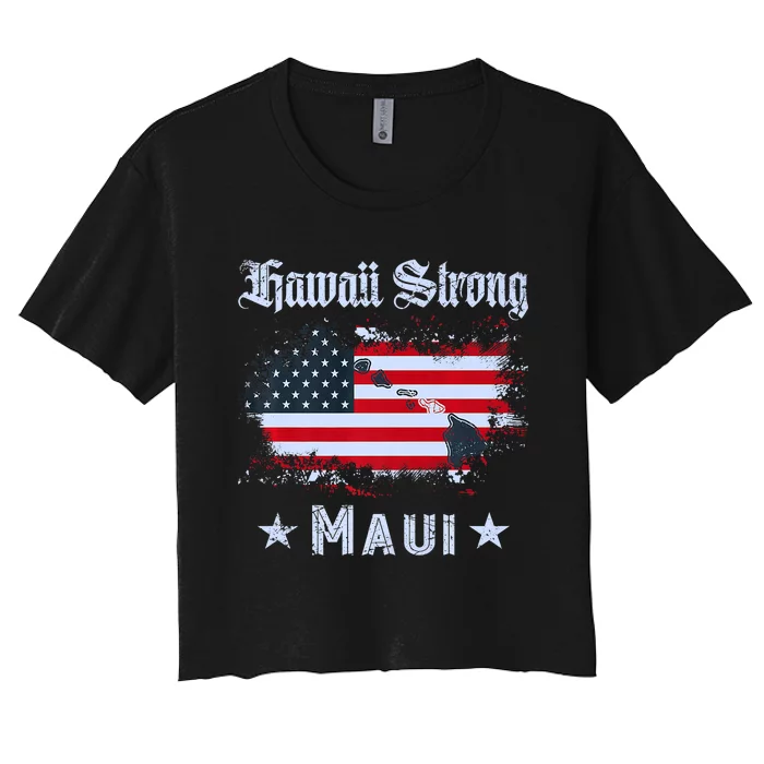 Maui Hawaii Strong Distressed Look Hawaii Women's Crop Top Tee