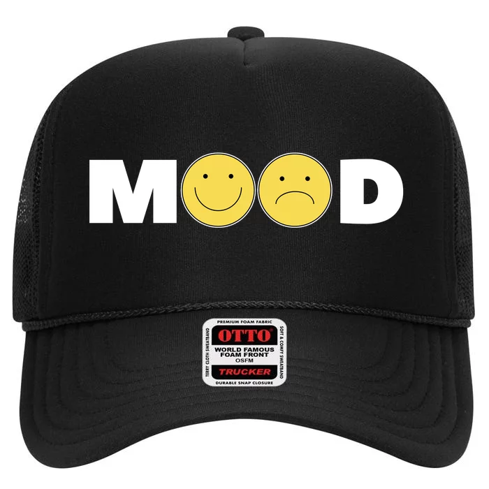 Mood Happy Sad Smile Face High Crown Mesh Trucker Hat