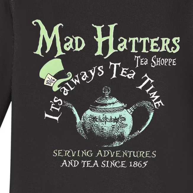 Mad Hatters Tea Shoppe ItS Always Tea Time Baby Long Sleeve Bodysuit