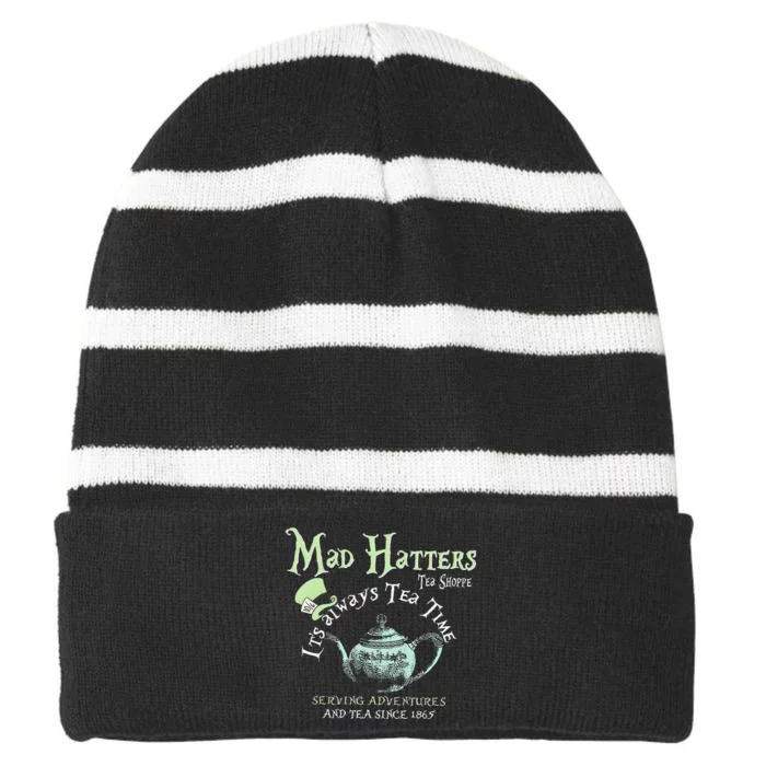 Mad Hatters Tea Shoppe ItS Always Tea Time Striped Beanie with Solid Band