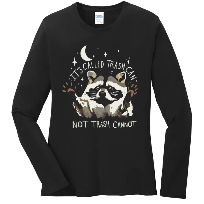 Meme Humor Trash Panda Quirky Unhinged Ladies Long Sleeve Shirt