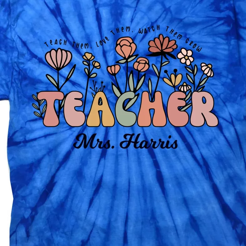 Mrs Harris Teacher Wildflower Back To School Gift Tie-Dye T-Shirt