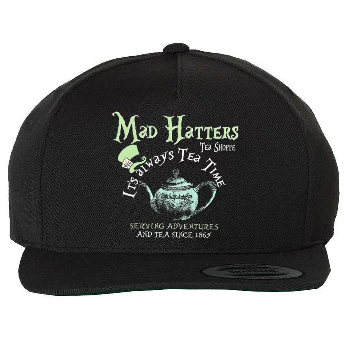 Mad Hatters Tea Shoppe ItS Always Tea Time Wool Snapback Cap