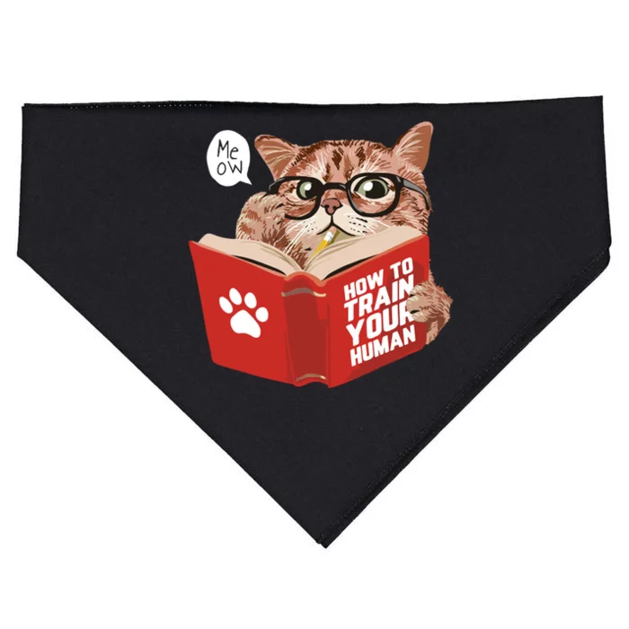 Meow How To Train Your Human Funny Cat USA-Made Doggie Bandana