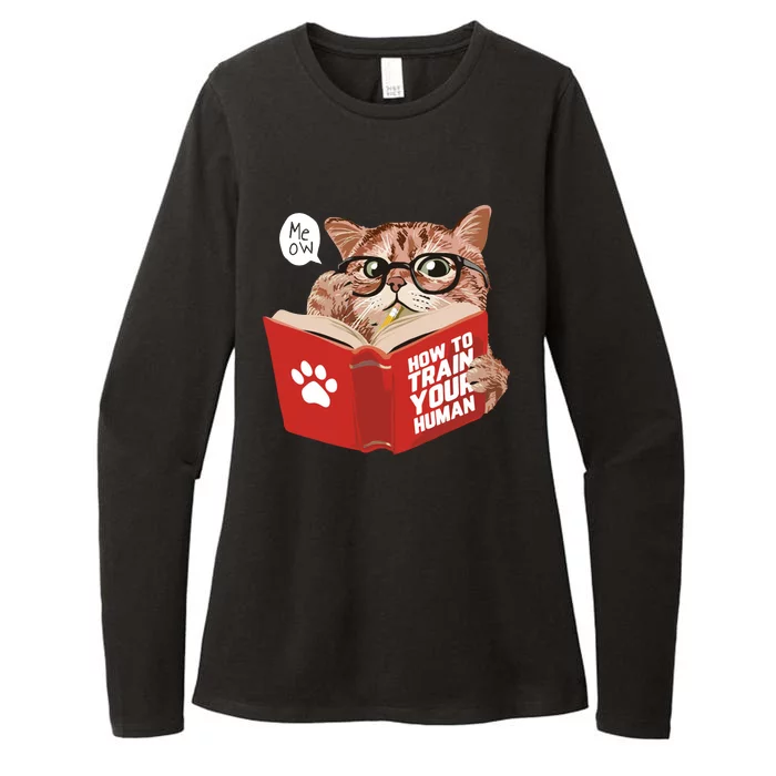 Meow How To Train Your Human Funny Cat Womens CVC Long Sleeve Shirt