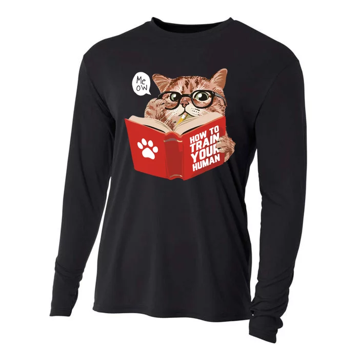 Meow How To Train Your Human Funny Cat Cooling Performance Long Sleeve Crew