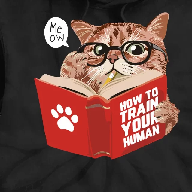 Meow How To Train Your Human Funny Cat Tie Dye Hoodie