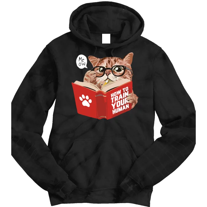 Meow How To Train Your Human Funny Cat Tie Dye Hoodie