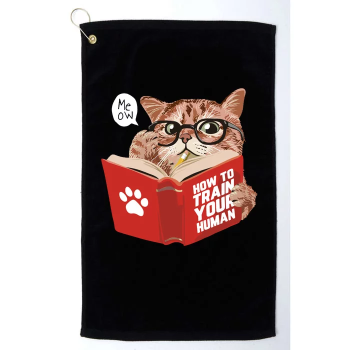 Meow How To Train Your Human Funny Cat Platinum Collection Golf Towel