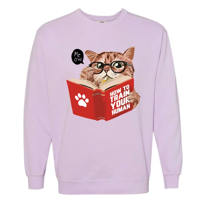 Meow How To Train Your Human Funny Cat Garment-Dyed Sweatshirt