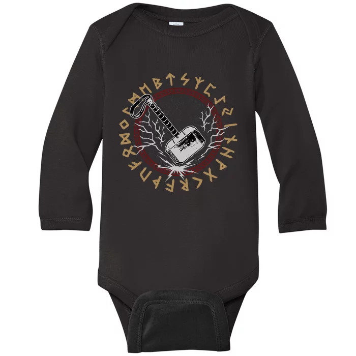 Mjolnir Hammer Thor Viking Baby Long Sleeve Bodysuit