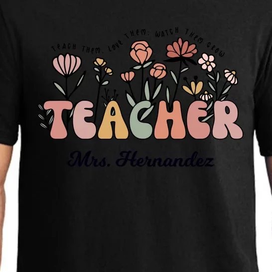 Mrs Hernandez Teacher Wildflower Back To School Funny Gift Pajama Set