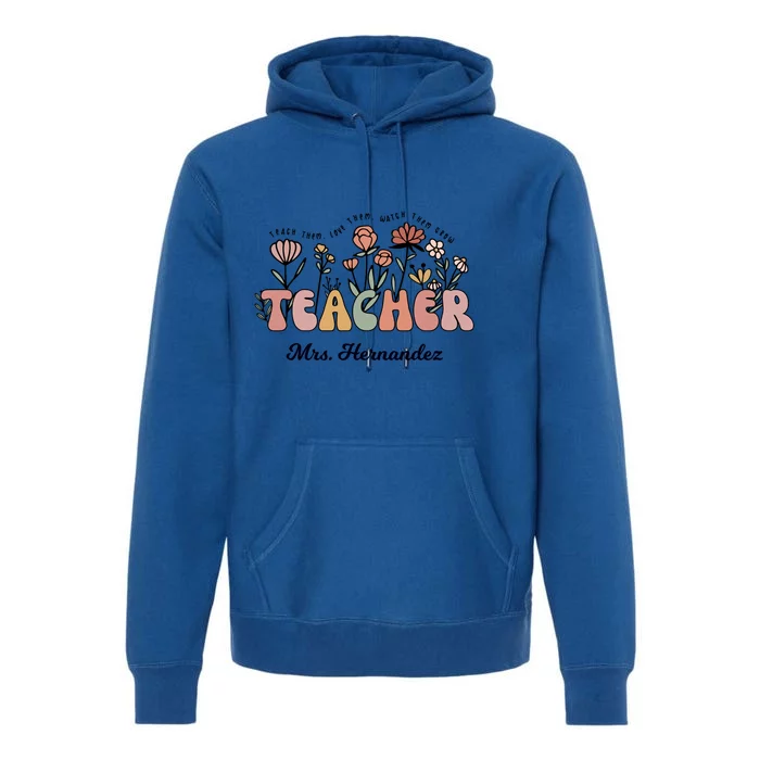 Mrs Hernandez Teacher Wildflower Back To School Funny Gift Premium Hoodie