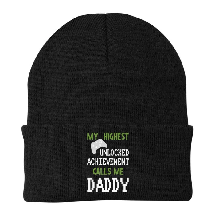 My Highest Unlocked Achievement Calls Me Daddy Fathers Day Knit Cap Winter Beanie