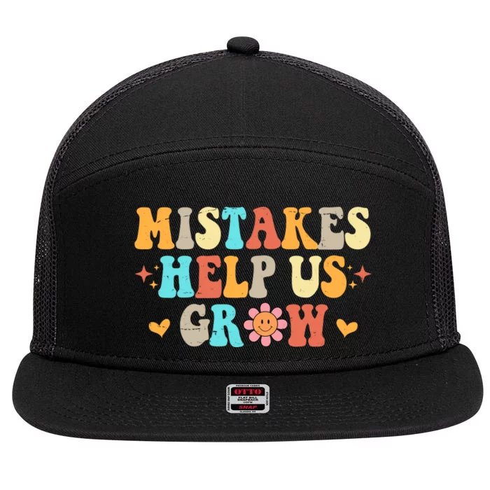 Mistakes Help Us Grow Positive Quote 7 Panel Mesh Trucker Snapback Hat