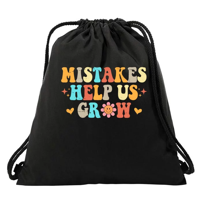 Mistakes Help Us Grow Positive Quote Drawstring Bag