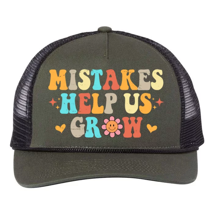 Mistakes Help Us Grow Positive Quote Retro Rope Trucker Hat Cap