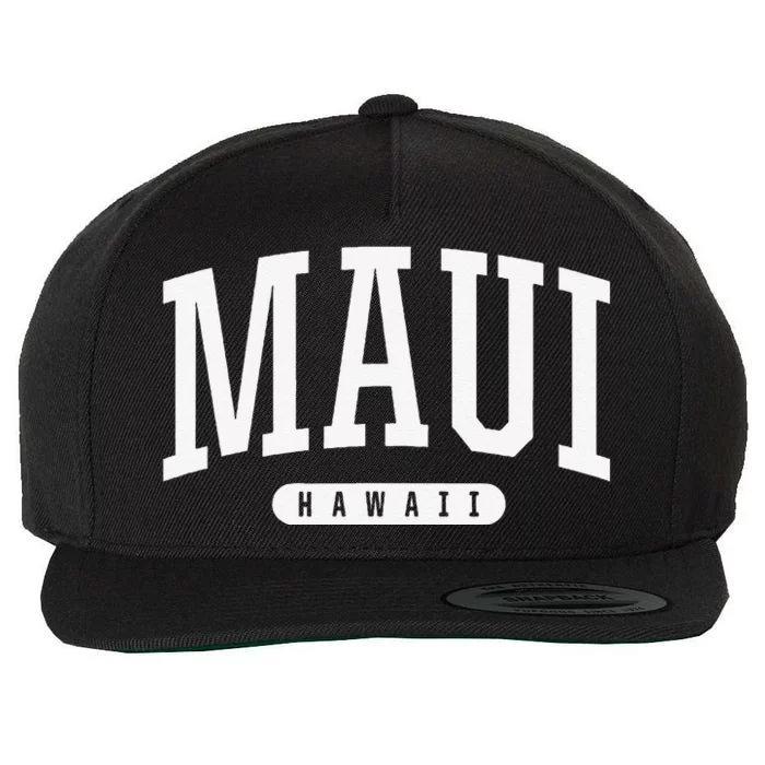 Maui Hawaii University College Sports Style HI Tee Wool Snapback Cap