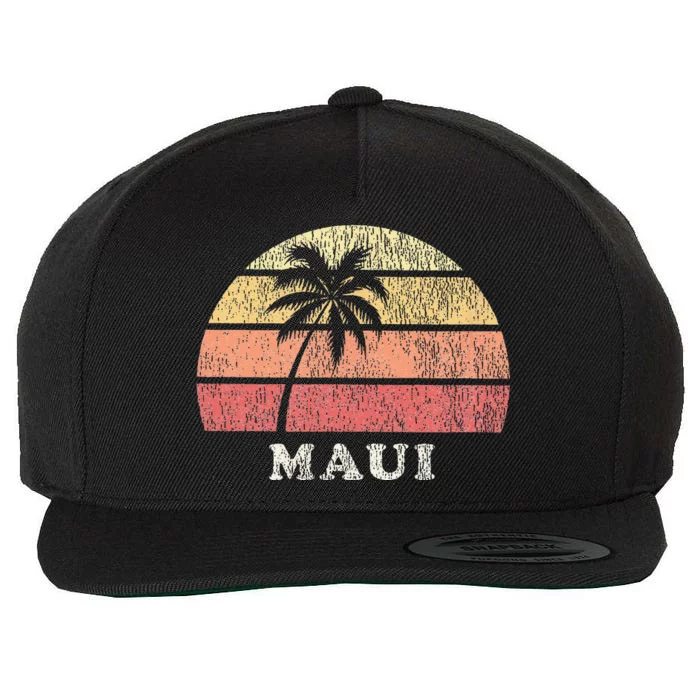 Maui HI Vintage 70s Retro Throwback Design Wool Snapback Cap