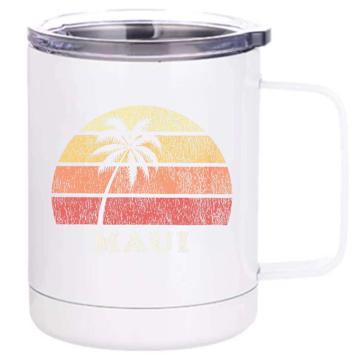 Maui HI Vintage 70s Retro Throwback Design Front & Back 12oz Stainless Steel Tumbler Cup