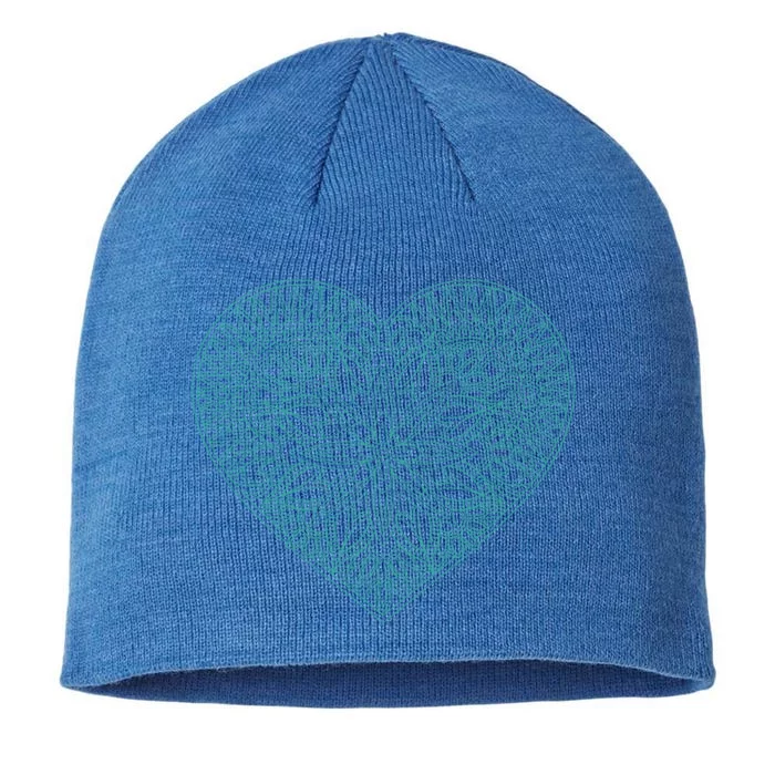 Mandala Heart Valentine's Day Cool Gift 8 1/2in Sustainable Knit Beanie