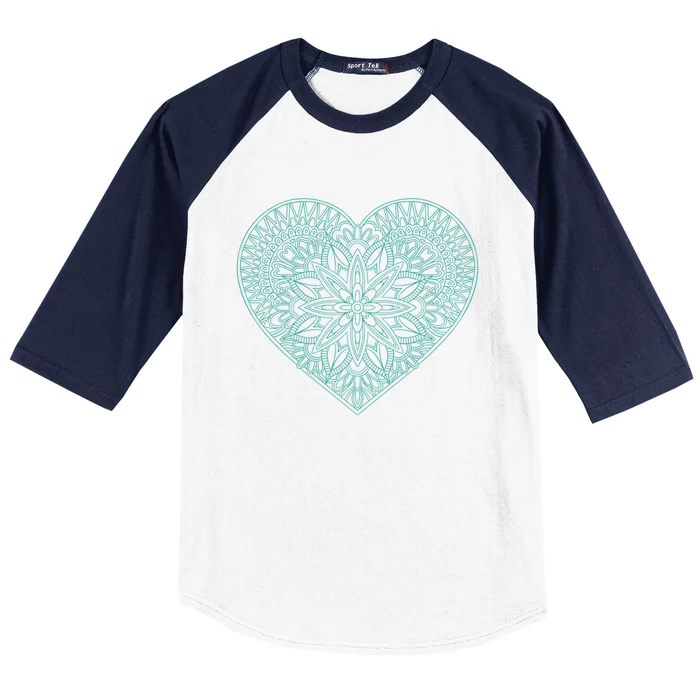 Mandala Heart Valentine's Day Cool Gift Baseball Sleeve Shirt