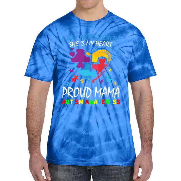 Mom Her Voice My Heart Daughter Autism Awareness Proud Mama Gift Tie-Dye T-Shirt