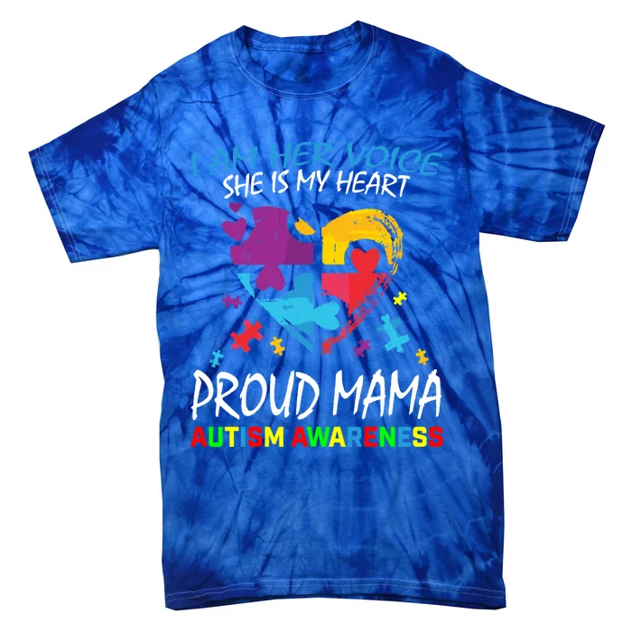 Mom Her Voice My Heart Daughter Autism Awareness Proud Mama Gift Tie-Dye T-Shirt