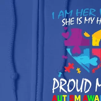 Mom Her Voice My Heart Daughter Autism Awareness Proud Mama Gift Full Zip Hoodie