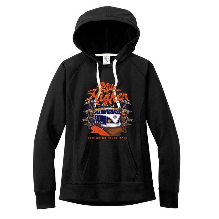 Mile Higher Van Exploring Since 2018 Women's Fleece Hoodie