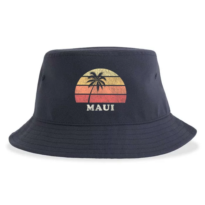 Maui HI Vintage 70s Retro Throwback Design Sustainable Bucket Hat