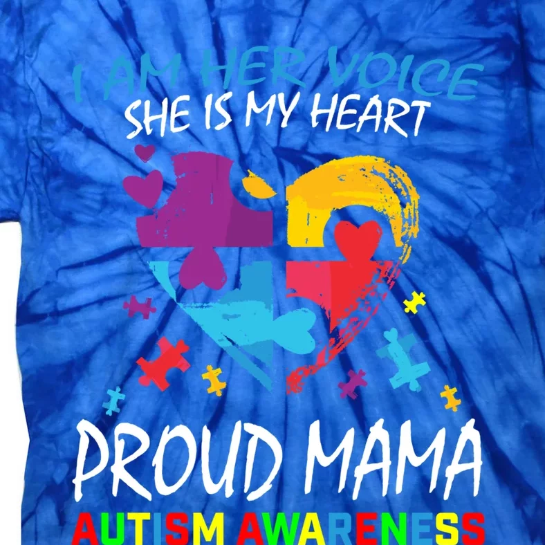 Mom Her Voice My Heart Daughter Autism Awareness Proud Mama Great Gift Tie-Dye T-Shirt