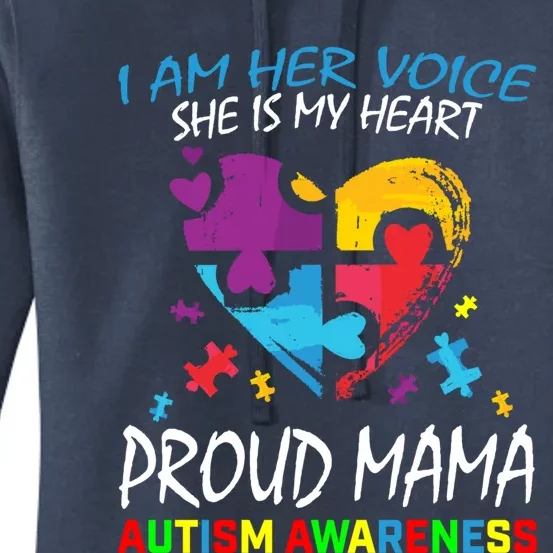 Mom Her Voice My Heart Daughter Autism Awareness Proud Mama Great Gift Women's Pullover Hoodie