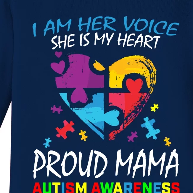 Mom Her Voice My Heart Daughter Autism Awareness Proud Mama Great Gift Baby Long Sleeve Bodysuit