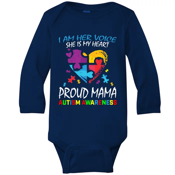 Mom Her Voice My Heart Daughter Autism Awareness Proud Mama Great Gift Baby Long Sleeve Bodysuit