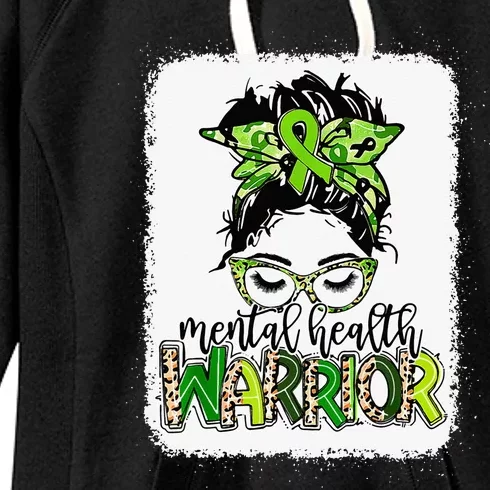 Mental Health Warrior Messy Bun Mental Health Matters Women's Fleece Hoodie