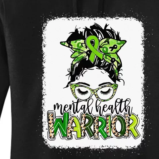 Mental Health Warrior Messy Bun Mental Health Matters Women's Pullover Hoodie