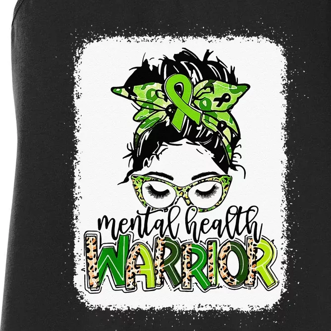 Mental Health Warrior Messy Bun Mental Health Matters Women's Racerback Tank