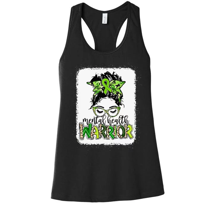 Mental Health Warrior Messy Bun Mental Health Matters Women's Racerback Tank