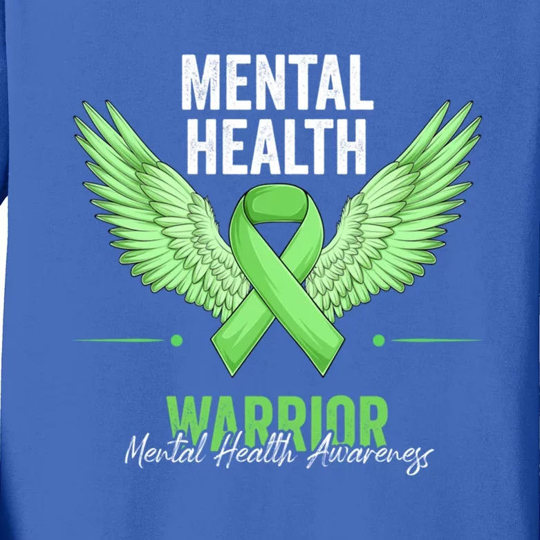 Mental Health Warrior Tal Health Matters Awareness Month Gift Kids Long Sleeve Shirt