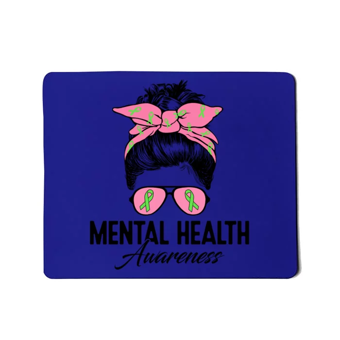 Mental Health Warrior Messy Bun Tal Health Matters Ptsd Great Gift Mousepad