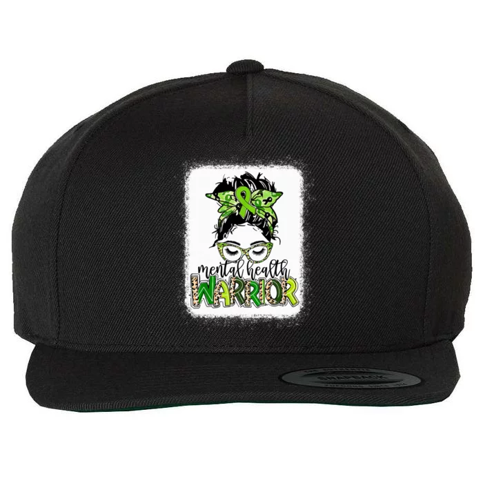 Mental Health Warrior Messy Bun Tal Health Matters Gift Wool Snapback Cap