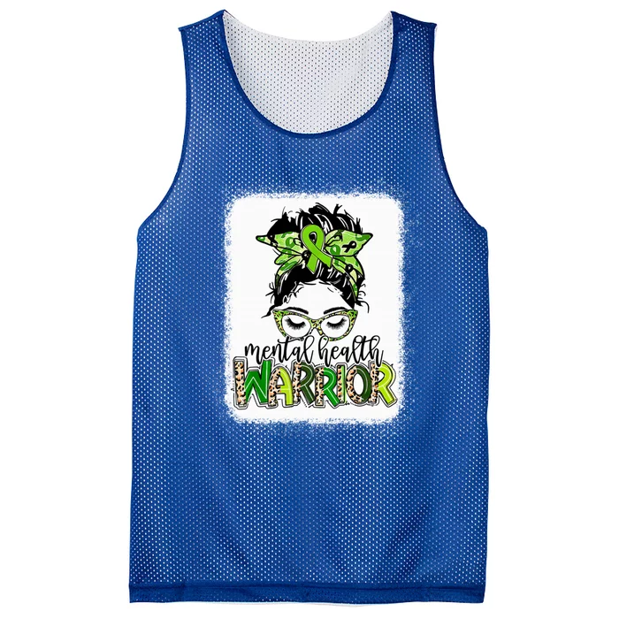 Mental Health Warrior Messy Bun Tal Health Matters Gift Mesh Reversible Basketball Jersey Tank