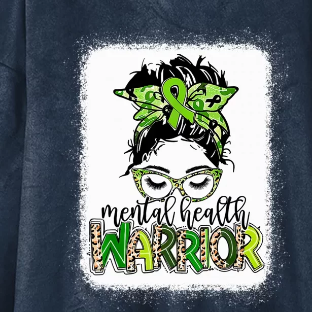 Mental Health Warrior Messy Bun Tal Health Matters Gift Hooded Wearable Blanket