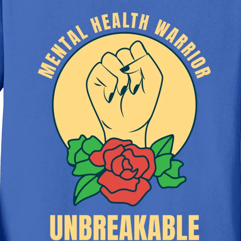 Mental Health Warrior Unbreakable Gift Kids Long Sleeve Shirt